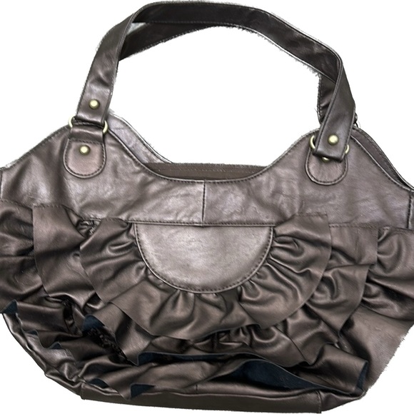 ANTHRO Lucky Penny Ruffle Bag NATURALIZER Tote Boho Purse Vintage Vegan Kawaii x - Picture 5 of 10